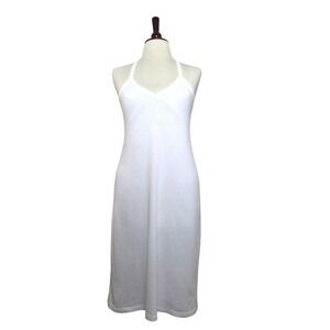 Khaite White Cotton Halter Midi Dress V-Neck Open Back Small NWT